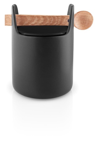 520428 - Pojemnik kuchenny z łyżeczką, niski, czarny  - Eva Solo